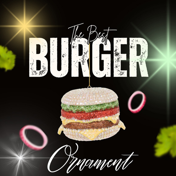 Cody Foster Cheese Burger Ornament Fancy Jeweled Humorous Foodie Gift - Picture 2 of 6